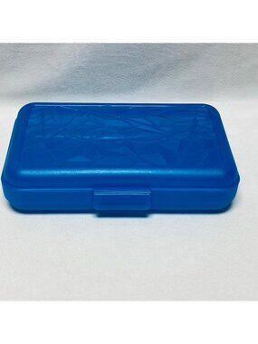 Thingamabox Blue Plastic Pencil Storage Box With Textured Lid Made In USA